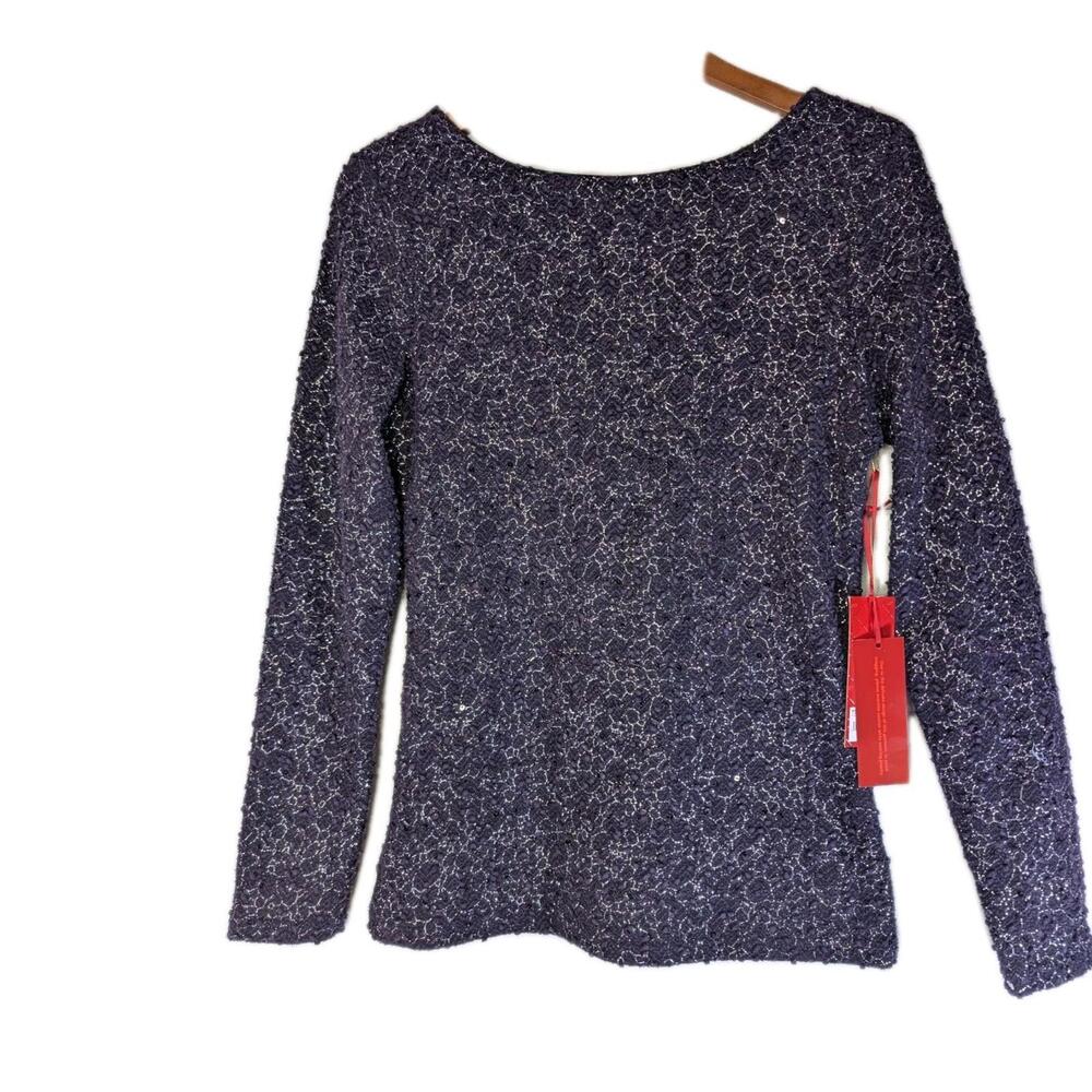 Jennifer Lopez Purple/Metallic‎ Holiday Sequin Spark Top Sz Med